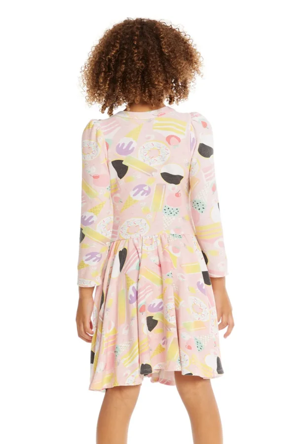 New Puff Sweet Treats Long Sleeve Dress With Twirl Skirt Kids Girls