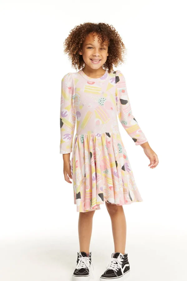 New Puff Sweet Treats Long Sleeve Dress With Twirl Skirt Kids Girls