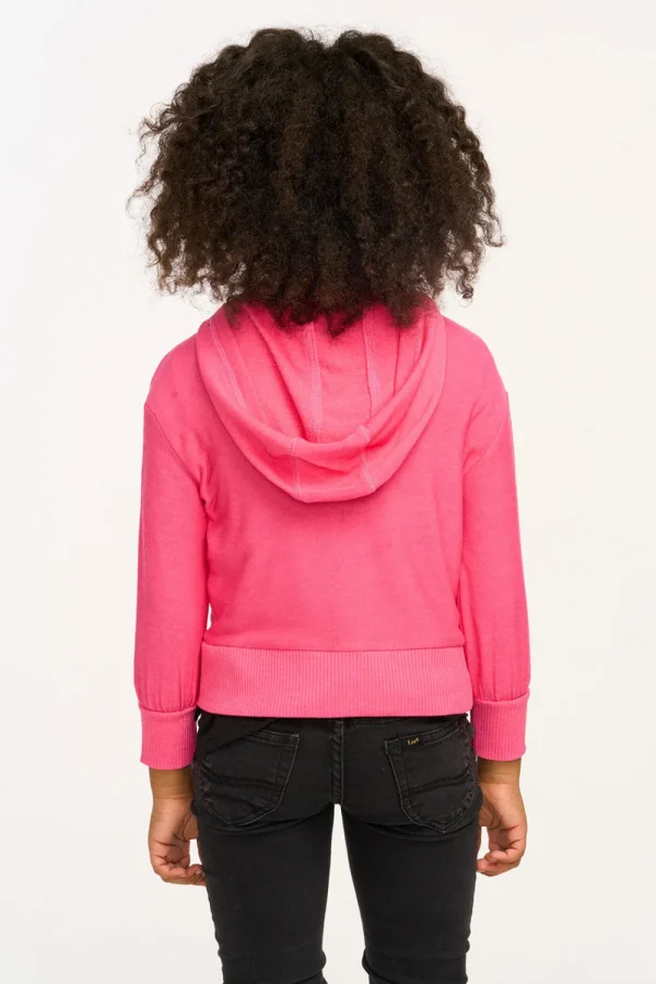 Cheap Puffy Flamingo Pink Cozy Knit Zip Up Hoodie Kids Girls