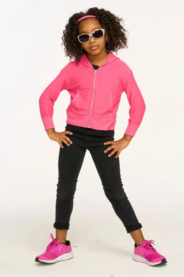 Cheap Puffy Flamingo Pink Cozy Knit Zip Up Hoodie Kids Girls