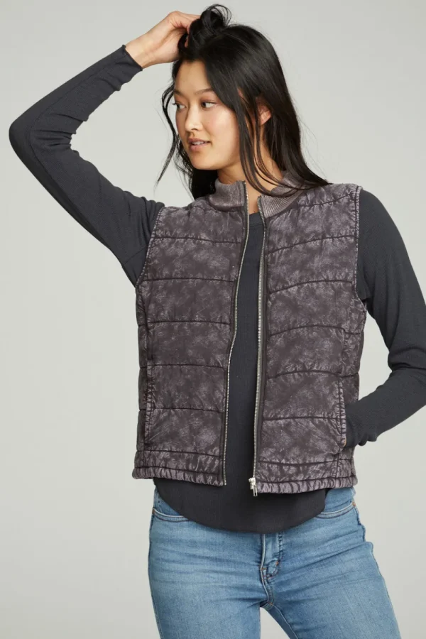 Fashion Quilted Mock Neck Puffer Vest Women Outerwear | Tops