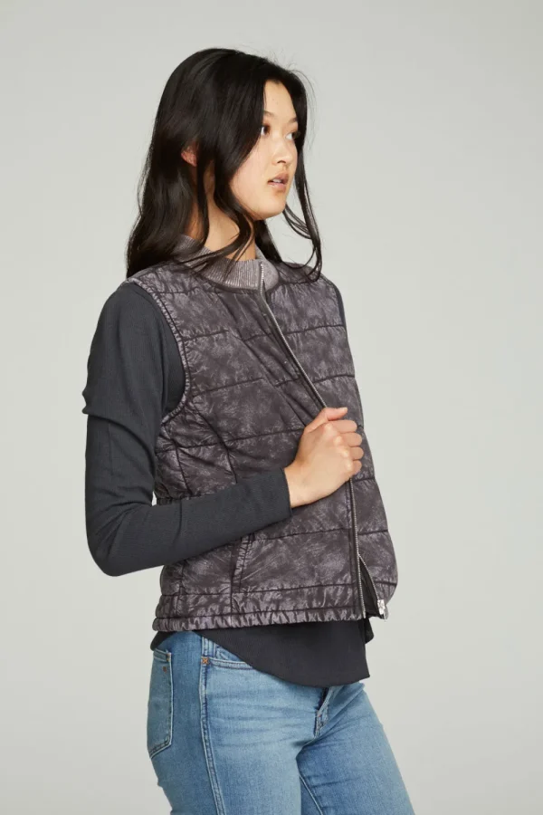 Fashion Quilted Mock Neck Puffer Vest Women Outerwear | Tops