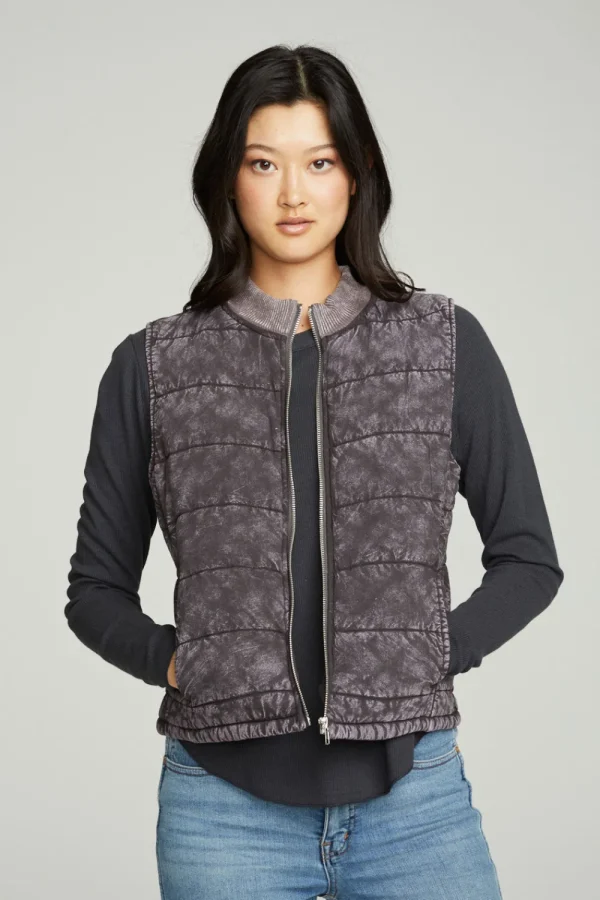 Fashion Quilted Mock Neck Puffer Vest Women Outerwear | Tops