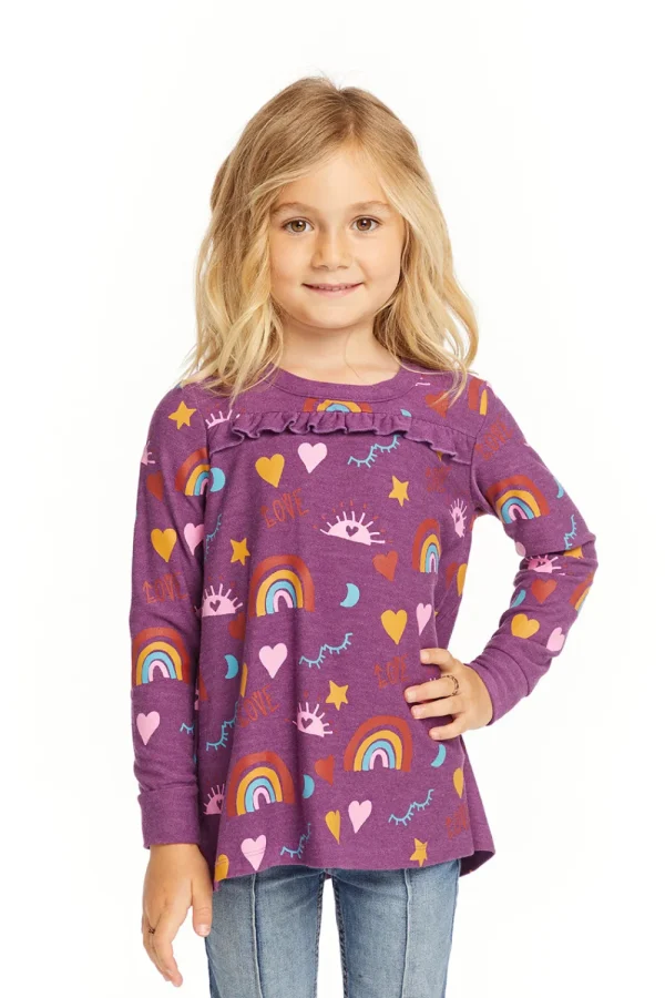 Cheap Rainbow Love Long Sleeve Kids Girls