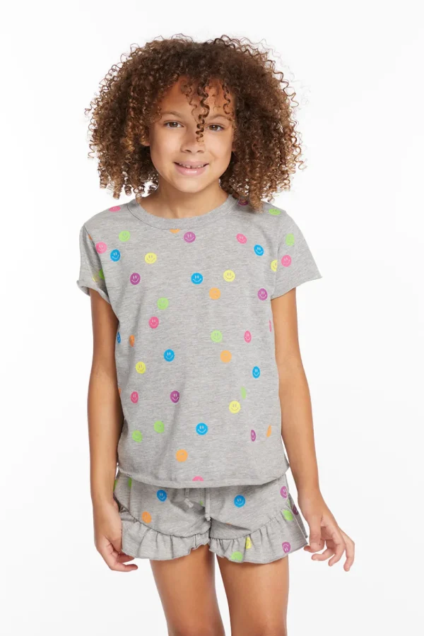 Best Sale Rainbow Smiles Girls Crew Neck Tee Kids Girls
