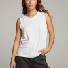 Sale Raw Edge White Muscle Tank Women Loungewear | Tops