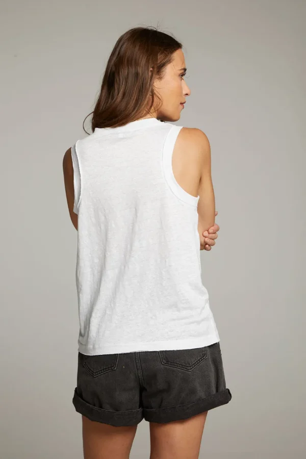 Sale Raw Edge White Muscle Tank Women Loungewear | Tops