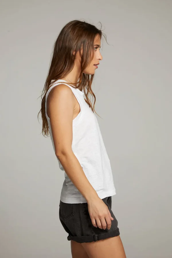 Sale Raw Edge White Muscle Tank Women Loungewear | Tops