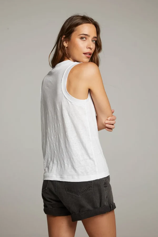 Sale Raw Edge White Muscle Tank Women Loungewear | Tops