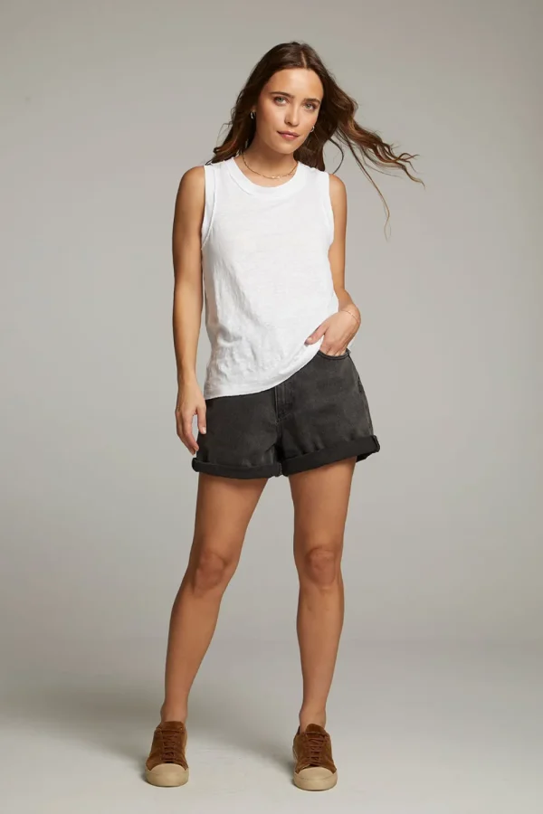 Sale Raw Edge White Muscle Tank Women Loungewear | Tops