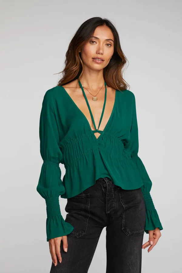 Hot Rayon Woven Deep V Top With Straps Women Loungewear | Tops