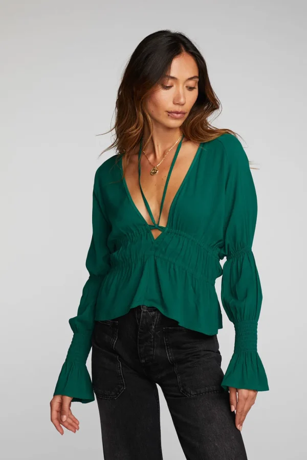 Hot Rayon Woven Deep V Top With Straps Women Loungewear | Tops