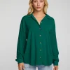 Hot Rayon Woven Long Sleeve Button Down Women Loungewear | Tops