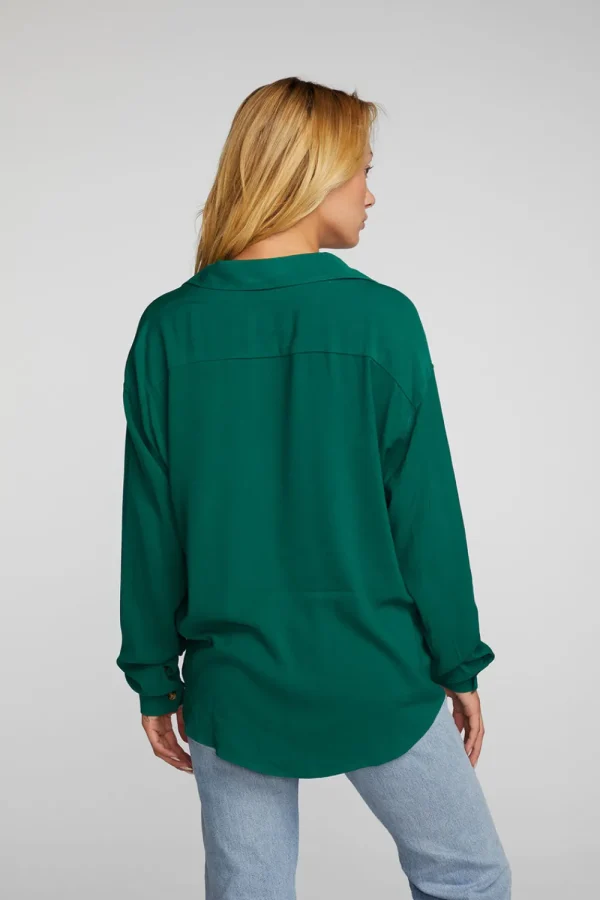 Hot Rayon Woven Long Sleeve Button Down Women Loungewear | Tops