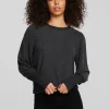 Store Recycled Bliss Knit Crewneck Pullover With Rib And Puff Sleeve Women Tops