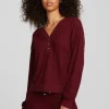 New Recycled Bliss Knit Long Sleeve Henley With Rib Women Loungewear | Tops