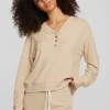 Cheap Recycled Bliss Knit Long Sleeve Henley With Rib Women Loungewear | Tops
