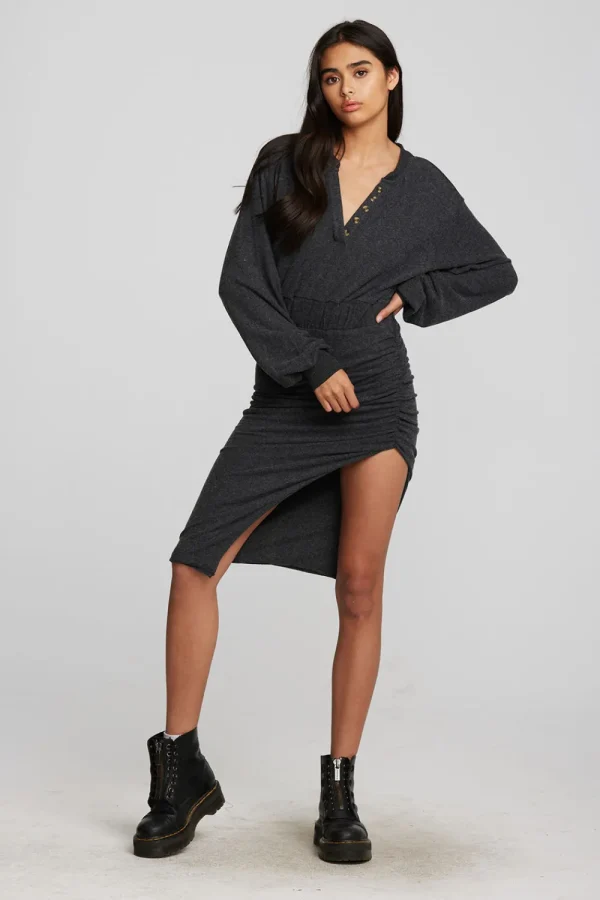 Store Recycled Bliss Knit Midi Dress With Shirring Women Dresses