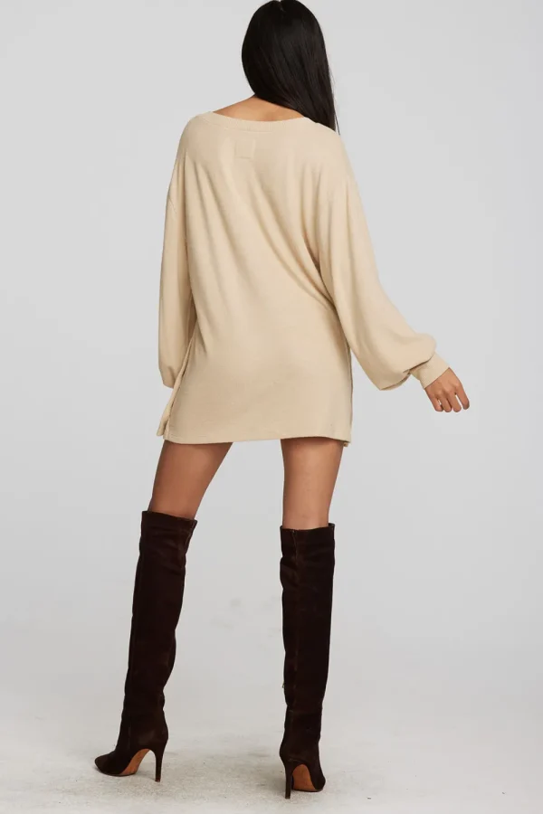 Hot Recycled Bliss Knit V-neck Tunic With Button Side Seam Women Tops
