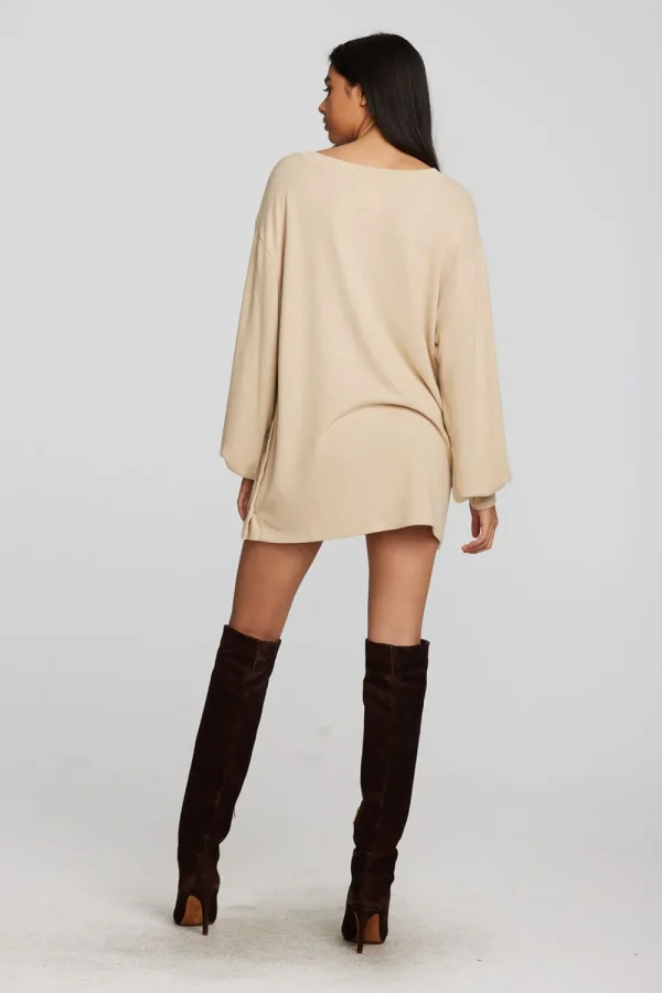 Hot Recycled Bliss Knit V-neck Tunic With Button Side Seam Women Tops