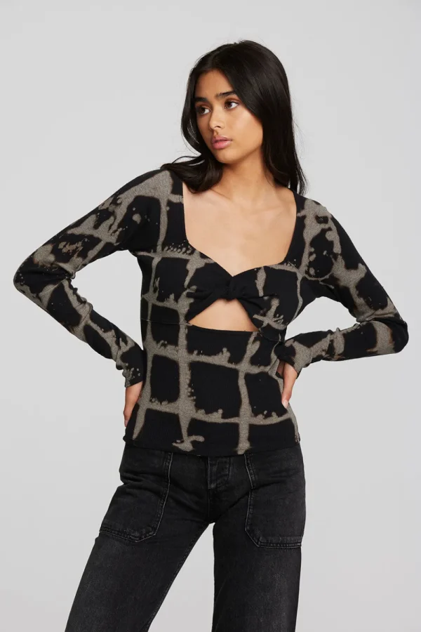 Hot Recycled Vintage Rib Long Sleeve Top With Twist Detail Women Tops