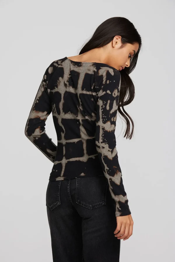 Hot Recycled Vintage Rib Long Sleeve Top With Twist Detail Women Tops