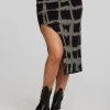Online Recycled Vintage Rib Midi Skirt With Shirring And Side Slit Women Bottoms