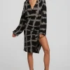 Best Sale Recycled Vintage Rib Midi Dress With Shirring And Side Slit Women Loungewear | Dresses
