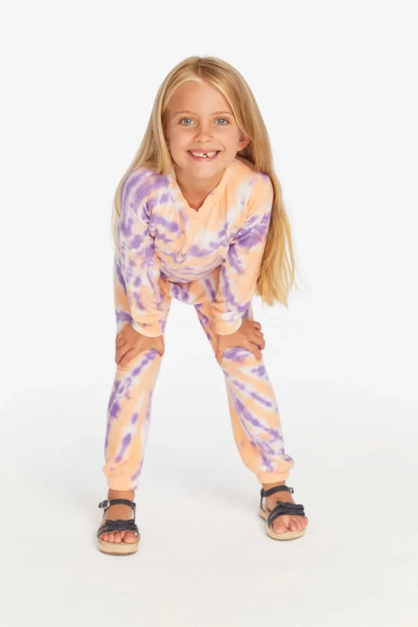 Sale Reverse Peach Lavender Tie Dye Cozy Knit Pullover Kids Girls