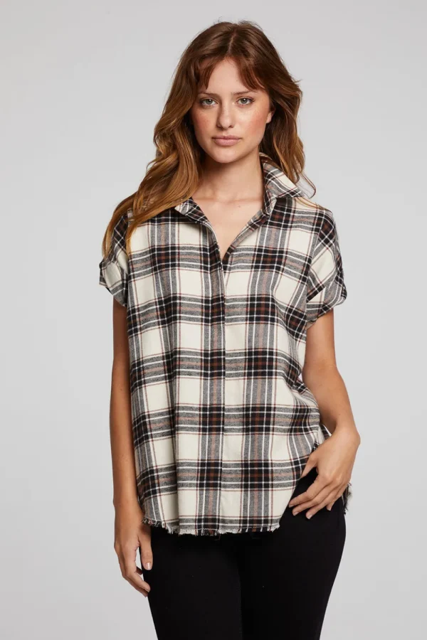 Best Sale Rhythm Americana Plaid Button Down Women Loungewear | Tops