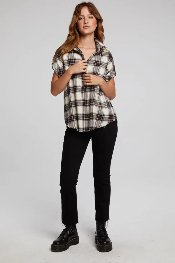 Best Sale Rhythm Americana Plaid Button Down Women Loungewear | Tops