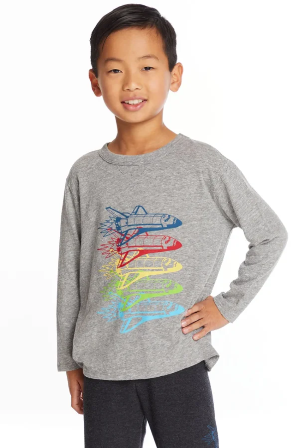 Best Rocketships Boys Long Sleeve Crew Neck Tee Kids/BOY Boys