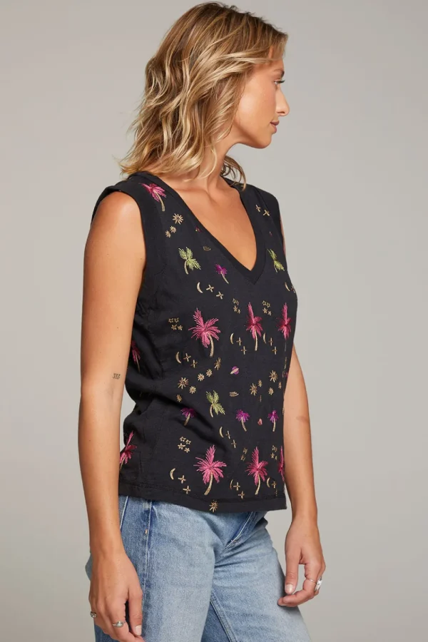 Online Rolled Night Palm Armhole V-neck Muscle Tank Women Loungewear | Tops
