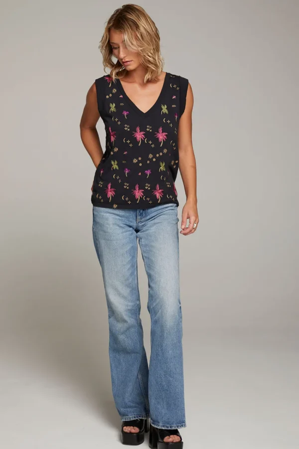 Online Rolled Night Palm Armhole V-neck Muscle Tank Women Loungewear | Tops