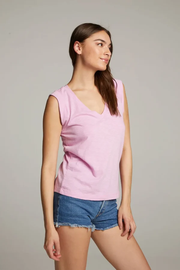 New Rolled Pastel Lavender Armhole V-neck Muscle Tank Women Loungewear | Tops