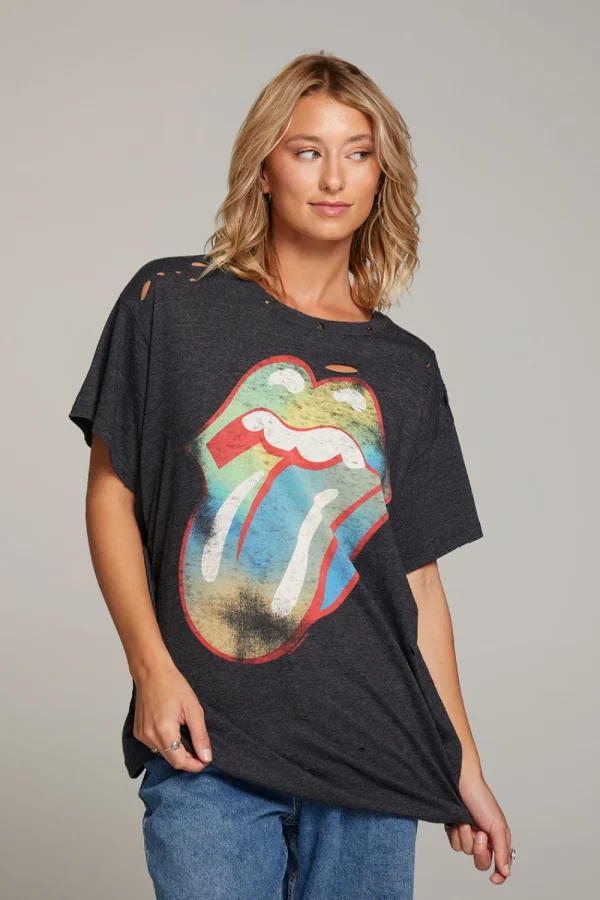Best Sale Rolling Stones Classic Logo Distressed Tee Women Loungewear | Music
