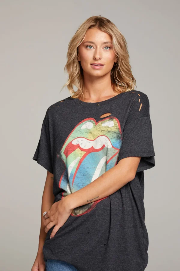 Best Sale Rolling Stones Classic Logo Distressed Tee Women Loungewear | Music