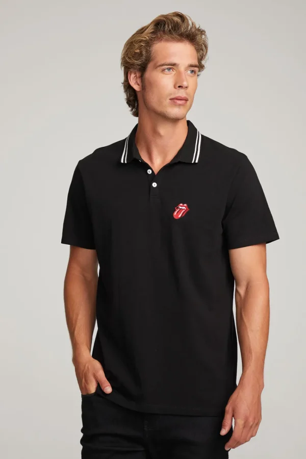 Flash Sale Rolling Stones Embroidered Logo Mens Polo Tee Women Music