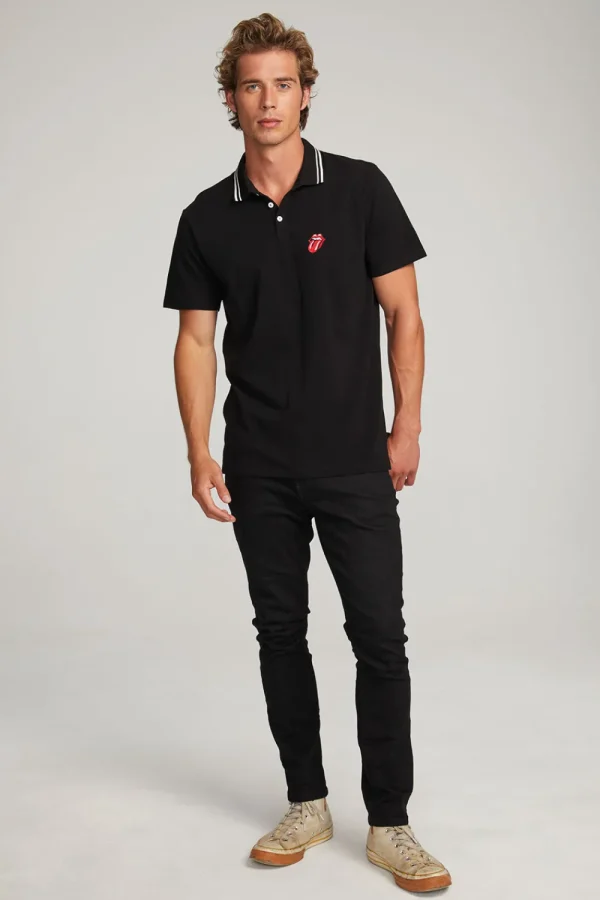 Flash Sale Rolling Stones Embroidered Logo Mens Polo Tee Women Music