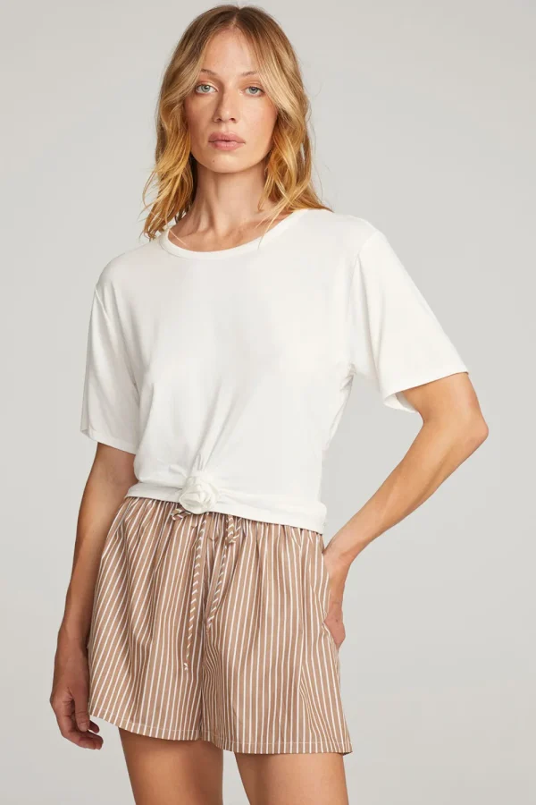 New Rosebud White Tee Women Loungewear | Tops