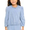 Online Ruffle Neck Pocket Shirred Tee Kids Girls