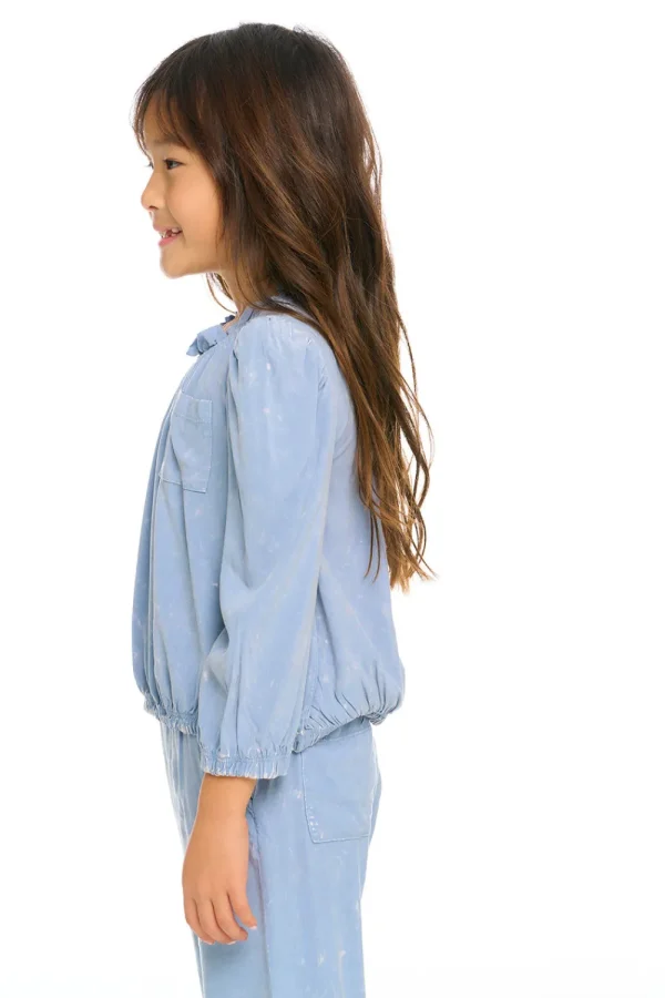 Online Ruffle Neck Pocket Shirred Tee Kids Girls