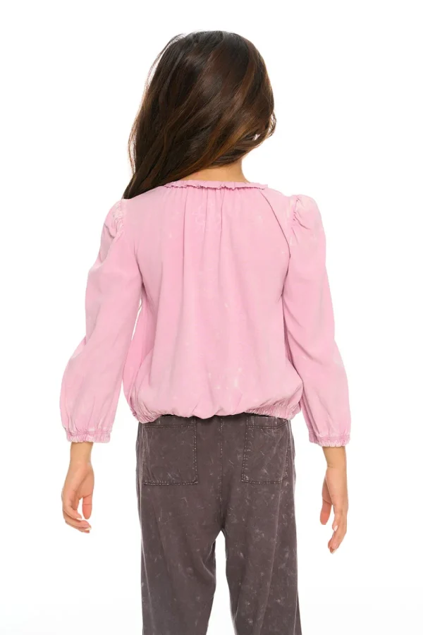 Hot Ruffle Neck Pocket Shirred Tee Kids Girls