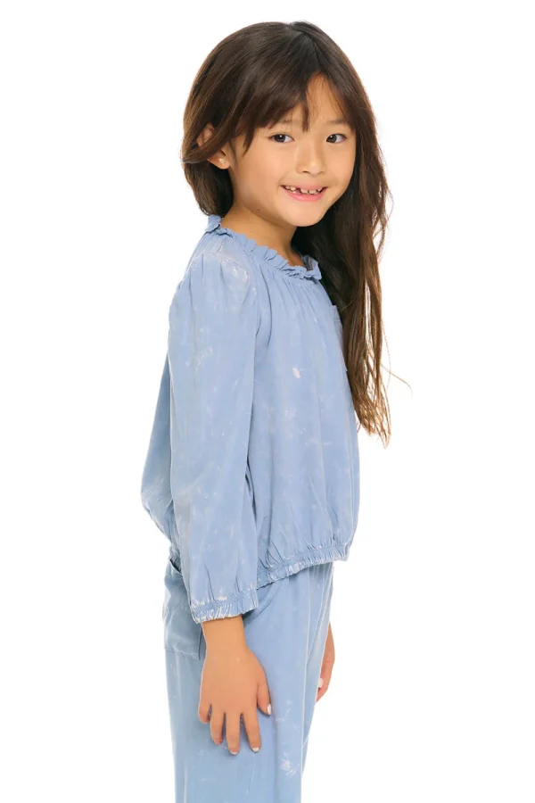 Online Ruffle Neck Pocket Shirred Tee Kids Girls