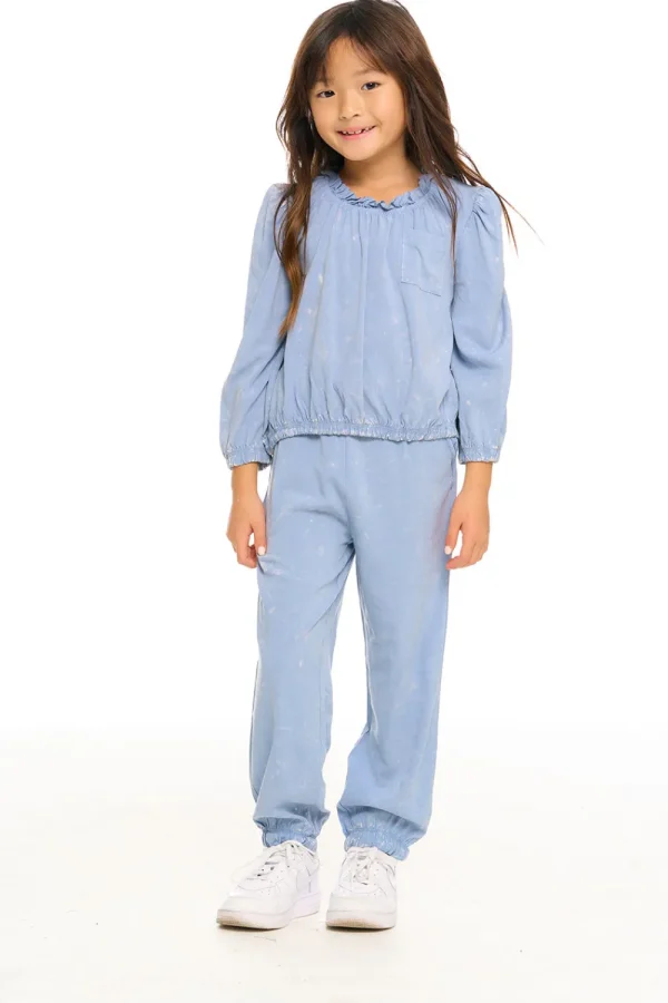 Online Ruffle Neck Pocket Shirred Tee Kids Girls