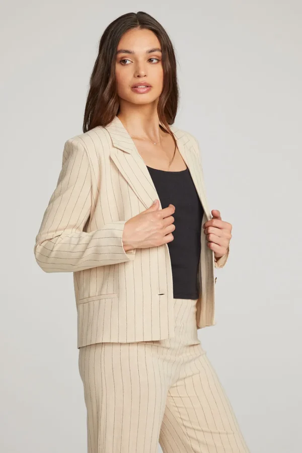 Clearance Santanaa White Pinstripe Blazer Women Loungewear