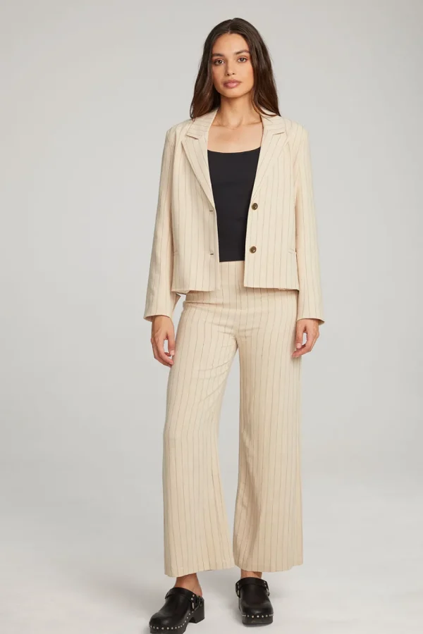 Clearance Santanaa White Pinstripe Blazer Women Loungewear