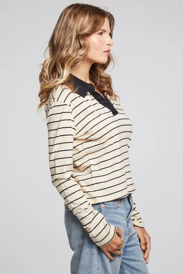 Shop Sausalito Black Sand Stripe Long Sleeve Women Loungewear | Tops