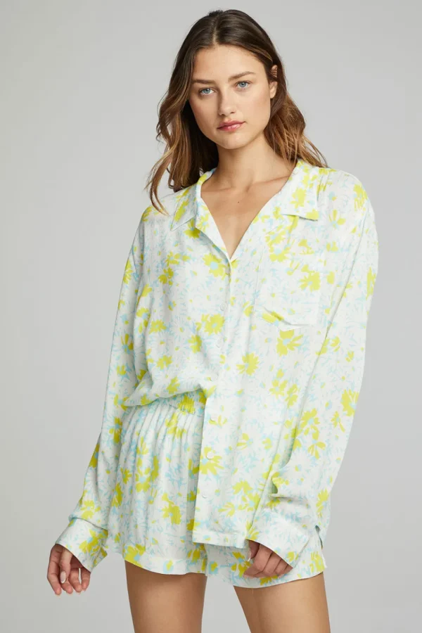 Clearance Saville Button Down - Baby Blue Daisy Floral Women Outerwear | Loungewear