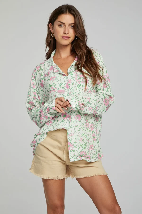 Store Saville Button Down - Grass Daisy Floral Women Outerwear | Loungewear